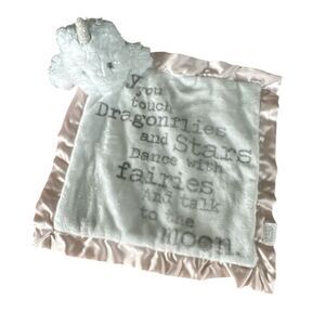 Mud Pie Unicorn Girl Velour Woobie Security Lovey Blanket Pink Sateen Edge